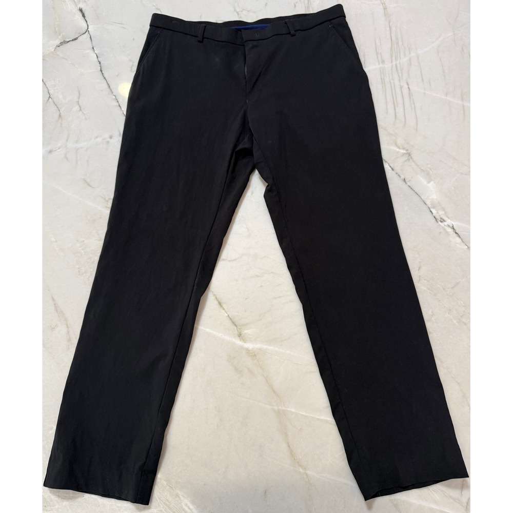Tommy Hilfiger Mens Black Dress Pants Flat Front Stretch Trousers 34W x 30L